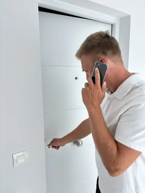 Alex unlocking a front door during a keyholding visit